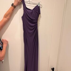 Camille La Vie Elegant One Shoulder Dress in Deep Purple